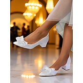 baratos cocktail-scarpins femininos de salto bloco de cetim com detalhe de laço para ocasiões formais e coquetéis