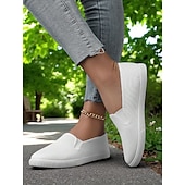 cheap Women&#039;s Sneakers-Women&#039;s Canvas Slip-On Sneakers – Lightweight Minimalist Flats for Daily Errands, Park Walks and Weekend Brunch Outings