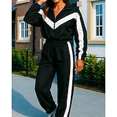 Χαμηλού Κόστους Παντελόνια Τρεξίματος &amp; Κολάν-Γυναικεία Φόρμα Αθλητικές Φόρμες Παντελόνι για στίβο Τσέπη με φερμουάρ Μονόχρωμο Ρούχα σύνολα Άνοιξη Φθινόπωρο Μαύρο Λευκό Γυμναστήριο Εκπαίδευση Τρέξιμο Αντιανεμικό Μακρυμάνικο Αθλητισμός