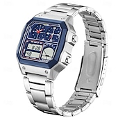 cheap Digital Watches-SANDA Men Digital Watch Outdoor Fashion Casual Wristwatch Luminous Stopwatch Alarm Clock Three Time Zones Steel Silicone Gel Watch