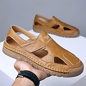 Χαμηλού Κόστους Υπαίθριες σάντες-Ανδρικά καφέ slip-on σανδάλια εξωτερικού χώρου με ελαστικά λουράκια και αναπνεύσιμο mesh επάνω μέρος για καλοκαιρινές περιπέτειες