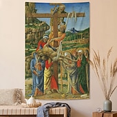 billige Religiøs vev-Middelaldersk Teppe Middelalder Hengevev Stort Teppe Veggdekor Fotografisk Bakgrunn Teppe Gardin Hjem Soverom Stue Dekorasjon