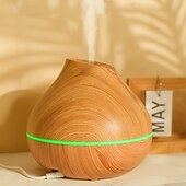 billige nattbordslampe-Trestrukturert aromaterapidiffuser med stor kapasitet, kompatibilitet med essensielle oljer, timer, automatisk avstengning, lydbølgeteknologi, tåke, USB-drevet – ideell for rom over 45 m²
