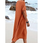 preiswerte Kleider-Damen Midikleid T-Shirt-Kleid Sommerkleid Lässig Täglich Normale Passform Einfach Kurzarm Rundhalsausschnitt Schwarz Orange Aprikose Grau Sommer
