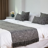 billige Sengetøy tilbehør-sengeløper sengeskjerf, teksturert dekorativt sengeskjerf i lin til hjemmet, hotell sengetepper, skjerfbeskyttelse, moderne, solid sengeløper til fotenden av sengen, sengeteppe til soverommet