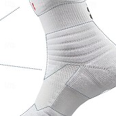 abordables Calcetines deportivos-1 par de calcetines de senderismo para hombre, deportivos, transpirables, antiampollas, que absorben el sudor, acolchados, para exteriores, de un cuarto de tripulación, con parches de poliéster, negros, blancos y grises para correr