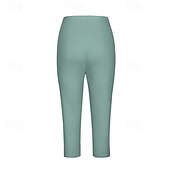 baratos Leggings lisas-Mulheres Calças Capri Leggings Moda Casual Comprimento da panturrilha Cintura Média Tecido Cintura elástica Confortável Respirabilidade Com Stretch Férias Rua Roupa Diária Amarelo Claro Vinho