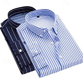 economico Camicie eleganti da uomo-Per uomo Camicia elegante Camicia button-down Camicia a righe Camicia con Colletto A righe Formale Matrimonio Bianco + rosso Bianco + azzurro Blu navy + nero Blu navy + rosso Manica Lunga Tutte le