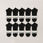 cheap Men&#039;s Socks-Men&#039;s 10 Pairs Multi Packs Socks Crew Socks Running Socks Casual Socks Black White Color Color Block Vacation Sports &amp; Outdoor Daily Basic Medium Spring Fall Fashion Casual