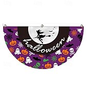 baratos tapeçarias de parede de halloween-Bandeira de fã de Halloween, bandeirinhas, bandeira para áreas externas, para pendurar em cercas de quintal de Halloween, bandeira de abóbora assustadora, decoração de mesa, decoração de quarto de outono, decoração estética de festa de aniversário de Hall