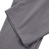 cheap Holiday-Men&#039;s Linen Pants Trousers Summer Pants Beach Pants Pocket Straight Leg Plain Comfort Breathable Vacation Daily Holiday Hawaiian Boho Black White