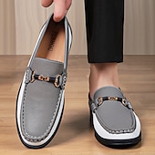 cheap Men&#039;s Slip-ons &amp; Loafers-Men&#039;s Green and White Faux Leather Moccasin Loafers Fashion Slip-On Driving Shoes for Casual Wear and Spring Outfits