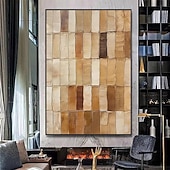 cheap Wabi Sabi-Mintura Hand Painted Abstract Brown Texture Oil Paintings on Canvas Modern Abstract Wall Art Picture For Home Decoration Ready To Hang With Stretched Frame