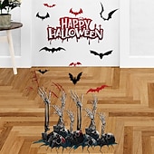 economico Adesivi di Halloween-Adesivo da parete di Halloween con design spettrale di mani, teschi e pipistrelli, decorazione murale autoadesiva per soggiorno e feste di Natale
