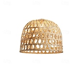 cheap Pendant Lights-Dome Pendant Light Natural Hemp Rattan Chandelier Light Fixture Lighting Modern Weave Wicker Hanging Lamp for Hallway Dining Room Open Weave Cane Rib Bell Hanging Lamp
