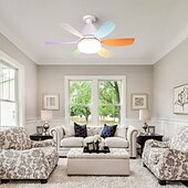 cheap Ceiling Fan Lights-50cm Modern Ceiling Fan Light with 6 Blades, Remote Control RGB Dynamic Lighting Bluetooth Speaker 3 Speed  Color Temp Settings for Kids Bedroom, Game Room Party Decor