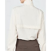 baratos Moletom &amp; Suéter-Mulheres Jaqueta de Corrida Capa de Chuva Bolso Com Zíper Leve Manga Longa Blusas Outono Prova-de-Água A Prova de Vento Secagem Rápida Umidade do pavio Pilates Corrida Ioga Roupa de esporte Roupas