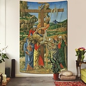 billige Religiøs vev-Middelaldersk Teppe Middelalder Hengevev Stort Teppe Veggdekor Fotografisk Bakgrunn Teppe Gardin Hjem Soverom Stue Dekorasjon