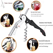 cheap Barware-Wine Opener Set Waiters Corkscrew Stainless Foil Cutter Leak Proof Bottle Stoppers Pourer Anti Overflow Collar Drip Ring Included Manual Cap Opening Tool for Cork Manual Wine Bottle Opener Cork