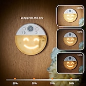 economico luce dell&#039;armadio-1 pz. Luci con sensore, ricaricabili tramite USB, luce emoticon portatile con trasformazione multi-espressione, lampada da parete con sensore intelligente, illuminazione divertente e creativa, adatta