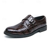 abordables Officiel-Chaussures habillées à boucle en similicuir marron pour homme avec motif crocodile – chaussures habillées élégantes pour le bureau et les événements professionnels