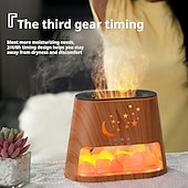 preiswerte Dekorative Lichter-1 Stück Aromatherapie-Maschine aus natürlichem Stein, Luftbefeuchter, buntes Flammen-Atmosphärenlicht mit ätherischem Ölzusatz, hohler Stern, Mond, Salzstein, dekoratives Licht, Fernbedienung, Timing,