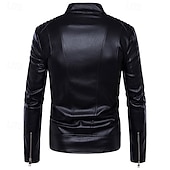 preiswerte Kunstlederjacke-Herren Kunstlederjacke Bikerjacke Motorradjacke Urlaub Täglich Winddicht Warm Tasche Winter Einfach Mode Klassisch Stehkragen Regulär Schwarz Jacken