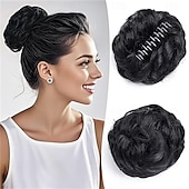 cheap Chignons-Messy Bun Hair Piece Wavy Claw Clip Messy Bun Hair Clip Synthetic Fake Buns Hairs Extensions Soft hairs buns Hairpieces for Women Daily Wear