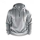 economico felpe in pile-Per uomo Felpa con cappuccio Felpa con cappuccio in pile Aalbicocca Rosso bordeaux Nero Bianco Rosso Con Cappuccio Blocco di colori Con zip Blocco di colore Zip a un quarto Sport &amp; Outdoor Quotidiano