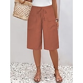 economico Pantaloncini-Per donna Chinos Shorts Essenziale Casual Lunghezza al ginocchio Vita Alta Semplice Fascia Elastica Comodo Morbido Confortevole Micro-elastico All&#039;aperto Streetwear Nero Arancione Verde Cachi Estate