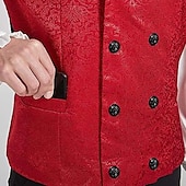 abordables Chalecos-Hombre Chaleco Vacaciones Fiesta Negocio Moda Casual Primavera Otoño Botones Poliéster Cómodo Color sólido Botonadura Doble Diseño Ajuste regular Negro Blanco Rojo Chaleco