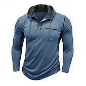 cheap Men&#039;s Casual T-shirts-Men&#039;s Tee Top Long Sleeve Shirt Long Sleeve Hooded Summer All Seasons Solid Color Daily Casual Street Style Hooded Outdoor Street Causal Light Blue White Black Top Tee for Men