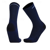 abordables Calcetines deportivos-1 Par Hombre Mujer calcetines de lana merino Calcetines para correr Mantiene abrigado Transpirable Anti ampollas Grueso Al aire libre tripulación media Retazos Lana Merina Gris oscuro Negro Azul