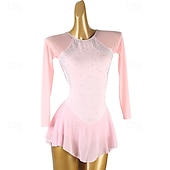 cheap Figure Skating Dresses-Figure Skating Dress Women&#039;s Girls&#039; Ice Skating Dress Violet Black White Open Back Mesh Spandex High Elasticity Training Competition Skating Wear Classic Crystal / Rhinestone Long Sleeve Ice Skating