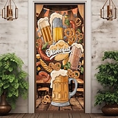 cheap Garage &amp; Door Banners-Oktoberfest Door Decorations German Bavarian Beer Door Covers Door Tapestry Door Curtain Decoration Backdrop Indoor/Outdoor Door Banner for Front Door Office Door