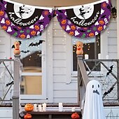 baratos tapeçarias de parede de halloween-Bandeira de fã de Halloween, bandeirinhas, bandeira para áreas externas, para pendurar em cercas de quintal de Halloween, bandeira de abóbora assustadora, decoração de mesa, decoração de quarto de outono, decoração estética de festa de aniversário de Hall