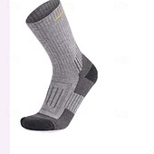 abordables Calcetines deportivos-1 Par Hombre Mujer calcetines de lana merino Calcetines para correr Mantiene abrigado Transpirable Anti ampollas Grueso Al aire libre tripulación media Retazos Lana Merina Gris oscuro Negro Azul