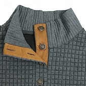 男性用 スウェットシャツ ポロスウェットシャツ ブラック ホワイト アーミーグリーン カーキ色 グレー スタンドカラー 平織り テクスチャード加工 スポーツ カジュアル 日常 ストリートファッション クール デザイナー 春 & 秋 衣類 パーカー トレーナー 長袖 ルーズフィット お買い得  ベーシックスウェットシャツ-男性用 スウェットシャツ ポロスウェットシャツ ブラック ホワイト アーミーグリーン カーキ色 グレー スタンドカラー 平織り テクスチャード加工 スポーツ カジュアル 日常 ストリートファッション クール デザイナー 春 & 秋 衣類 パーカー トレーナー 長袖 ルーズフィット