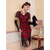 levne Šaty-Retro Řvoucí 20s 20. léta 20. století Bubenové šaty Šaty Úbory Velký Gatsby Svatební host Flitry Třásně Maškarní kostým Dámské Vánoce předvečer Všech svatých Karneval Párty a večer Svatební hostina