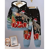 voordelige Jongens 3D Dieren-Jongens 3D Dinosaurus Set met capuchon en joggingbroek Sportoutfit Trainingspakken Lange mouw Lente Herfst Dagelijks Basic Casual Kinderen 4-12 jaar Capuchon Buiten Vakantie Sport Getailleerd
