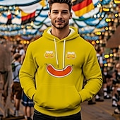 levne Mikiny s kapucí-Pivo Oktoberfest Kapuce Tisk Přední kapsa Grafika Pro Pánské Dospělé Karneval Pivo Oktoberfest Horká ražba Dovolená Párty
