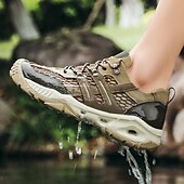 baratos Ténis para Homem-Tênis masculino cáqui para caminhada ao ar livre - tênis de corrida de trilha duráveis com malha respirável e sola antiderrapante para acampamentos, caminhadas e aventuras diárias ao ar livre