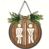 economico Ghirlande e ghirlande-Targa in legno per porta da bagno con scritta &quot;genere&quot;, targa rustica da appendere alla parete del bagno, decorazione da bagno in stile rustico per uso domestico o aziendale