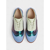 economico Anni &amp;#39;50-Scarpe Oxford da donna con punta a coda di rondine e motivo color block, brogues stringate retrò anni &#039;50 con pannelli iridescenti per uscite casual e street style di ispirazione vintage