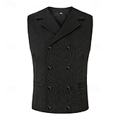 abordables Chalecos-Hombre Chaleco Vacaciones Fiesta Negocio Moda Casual Primavera Otoño Botones Poliéster Cómodo Color sólido Botonadura Doble Diseño Ajuste regular Negro Blanco Rojo Chaleco