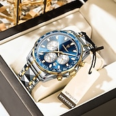 olcso Quartz órák-Férfi Kvarc Óra Luxus Nagy Dial Üzleti Lumineszcens Naptár Dátum Hét Vízálló Rozsdamentes Acél Óra