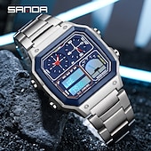 cheap Digital Watches-SANDA Men Digital Watch Outdoor Fashion Casual Wristwatch Luminous Stopwatch Alarm Clock Three Time Zones Steel Silicone Gel Watch