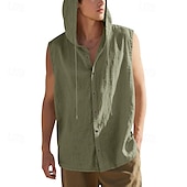 preiswerte Fitness Tank-Tops-Herren Tank Top Weste Unterhemd Ärmelloses Shirt Ärmellos Mit Kapuze Sommer Einfach Mode Designer Basic Knöpfe Urlaub Straße Ausgehen Schwarz Weiß Gelb Top T-Shirt für Herren