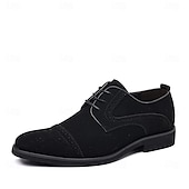 cheap Formal-Men&#039;s Oxfords Brogue Walking British PU Leather Suede Breathable Comfortable Slip Resistant Lace-up Dark Brown Black Blue Fall Winter