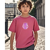 billiga Pojkens 3D Vision &amp; Geometri-Pojkar 3D Grafisk T-shirt Kortärmad Sommar Vår Mode Grundläggande Barn 4-12 år Rund hals Utomhus Ledigt Dagligen Normal